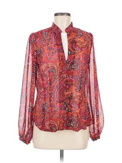Pre-owned New York And Company Long Sleeve Blouse In Red