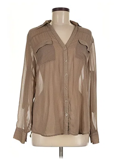 Pre-owned New York And Company Long Sleeve Blouse In Tan