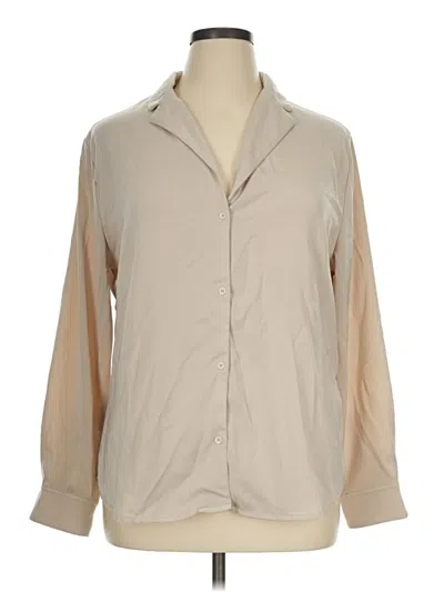 Pre-owned New York And Company Long Sleeve Blouse In Tan