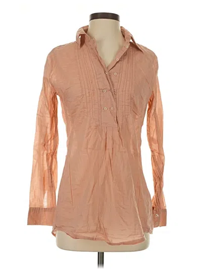 Pre-owned New York And Company Long Sleeve Blouse In Tan