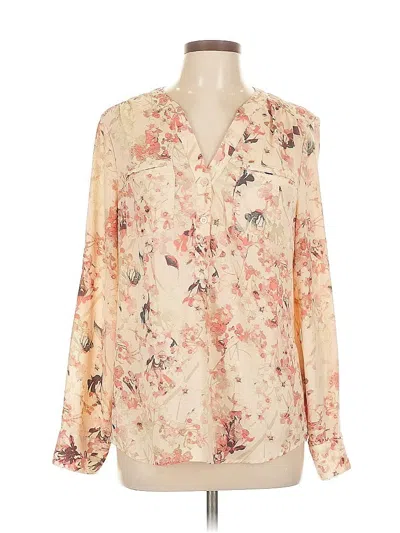 Pre-owned New York And Company Long Sleeve Blouse In White