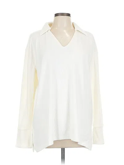 Pre-owned New York And Company Long Sleeve Blouse In White