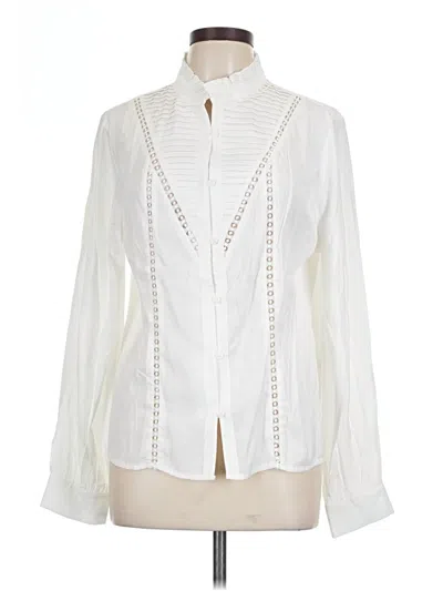 New York And Company Long Sleeve Blouse In White