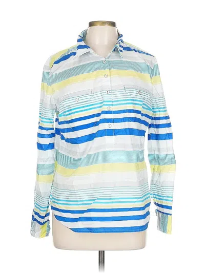 Pre-owned New York And Company Long Sleeve Button Down Shirt In Blue