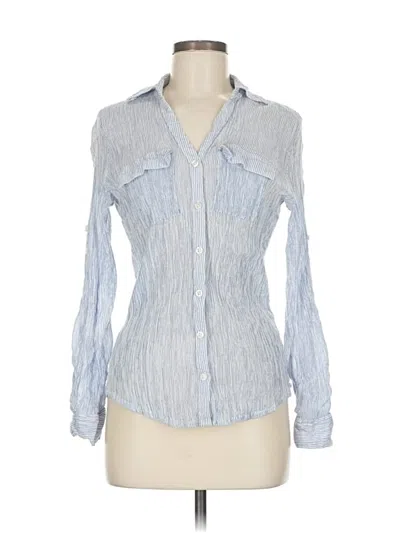 Pre-owned New York And Company Long Sleeve Button Down Shirt In Blue