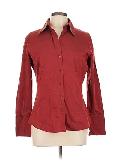 Pre-owned New York And Company Long Sleeve Button Down Shirt In Burgundy