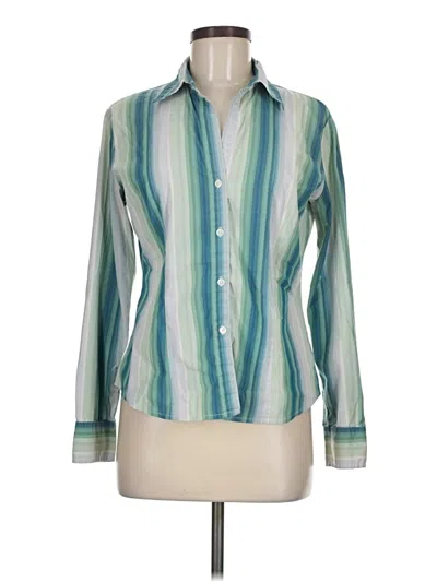 Pre-owned New York And Company Long Sleeve Button Down Shirt In Green
