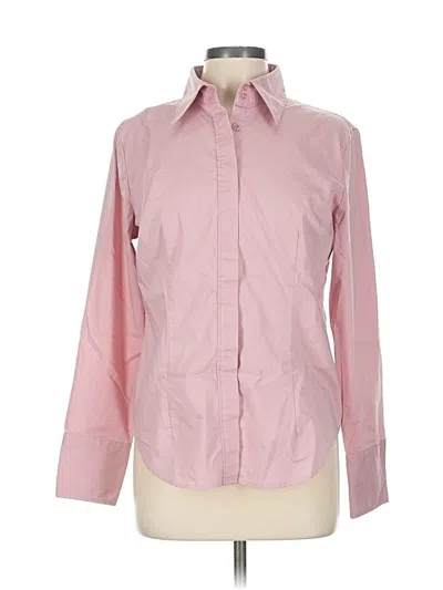 Pre-owned New York And Company Long Sleeve Button Down Shirt In Pink