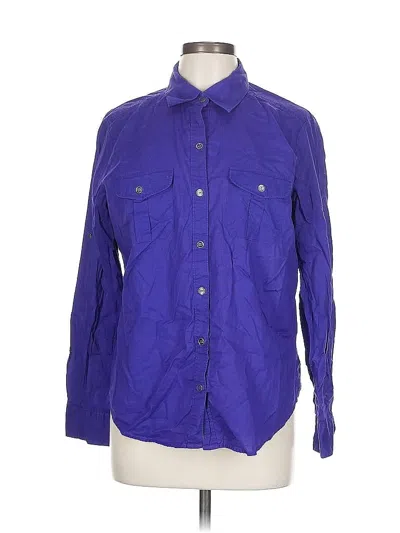 Pre-owned New York And Company Long Sleeve Button Down Shirt In Purple