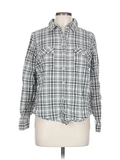 Pre-owned New York And Company Long Sleeve Button Down Shirt In Silver