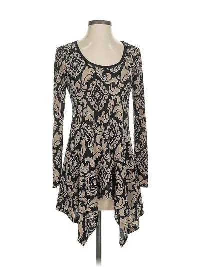 Pre-owned New York And Company Long Sleeve Top Black Scoop Neck Tops