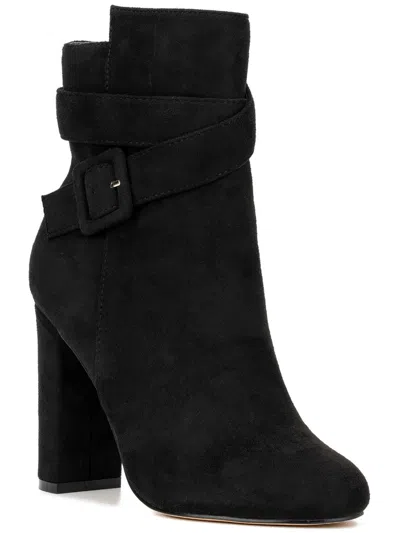 New York And Company Luella Bootie Womens Faux Suede Almond Toe Booties In Black