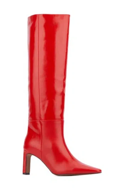 New York And Company Mckayla Snip Toe Knee High Boot In Red