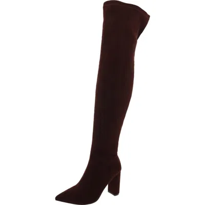 New York And Company Monia Womens Faux Suede Heels Over-the-knee Boots In Gold