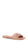 New York And Company Naia Slide Sandal In Copper Linen Pu