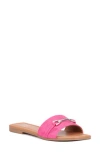 New York And Company Naia Slide Sandal In Pink Linen