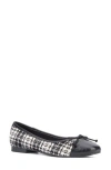 New York And Company Patricia Cap Toe Flat In Black Houndstooth