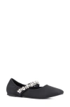 New York And Company Paxley Crystal Strap Flat In Black