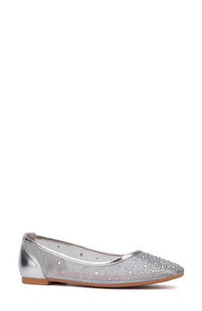 New York And Company Priya Mesh Flat In Silver