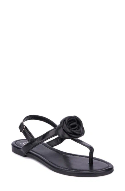 New York And Company Rosette Thong Sandal In Black