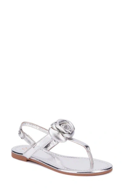 New York And Company Rosette Thong Sandal In Silver