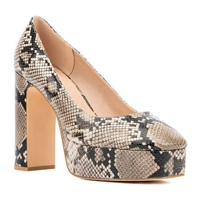 New York And Company Rylas Womens Square Closed Toe Block Heel Pumps In Animal Print