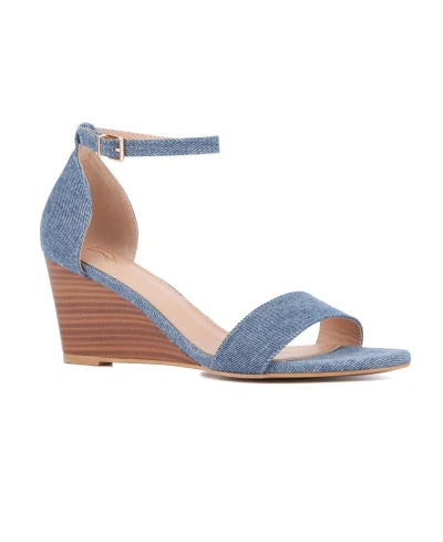 New York And Company Sharona Wedge Sandal In Medium Blue