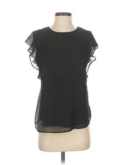 Pre-owned New York And Company Short Sleeve Blouse In Black