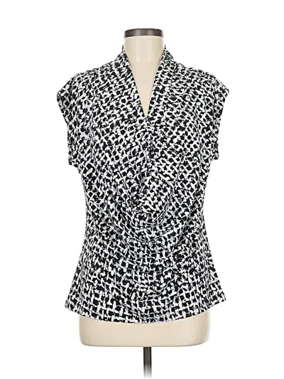 Pre-owned New York And Company Short Sleeve Blouse In Black