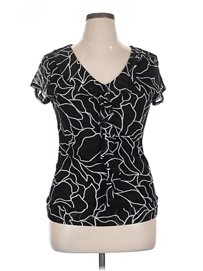 Pre-owned New York And Company Short Sleeve Blouse In Black