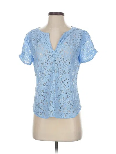 Pre-owned New York And Company Short Sleeve Blouse In Blue