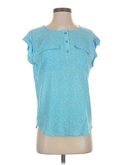 New York And Company Short Sleeve Blouse In Blue