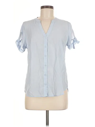 Pre-owned New York And Company Short Sleeve Blouse In Blue