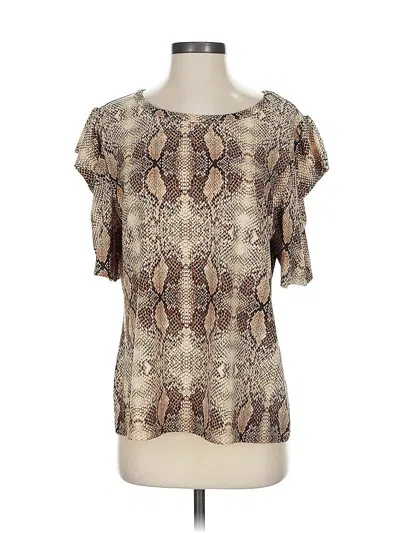 Pre-owned New York And Company Short Sleeve Blouse In Brown