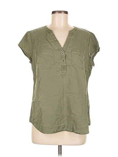 Pre-owned New York And Company Short Sleeve Blouse In Green