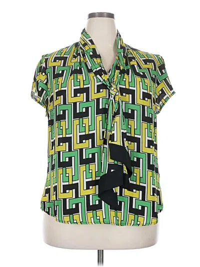 Pre-owned New York And Company Short Sleeve Blouse In Green