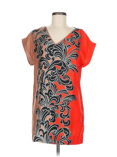 Pre-owned New York And Company Short Sleeve Blouse In Orange