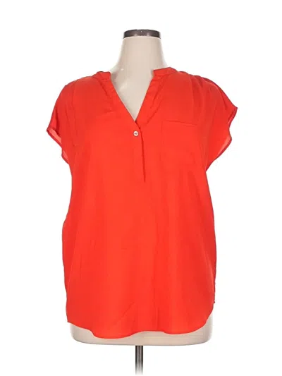 Pre-owned New York And Company Short Sleeve Blouse In Orange