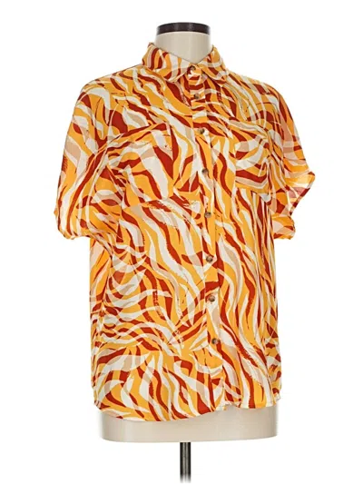 Pre-owned New York And Company Short Sleeve Blouse In Orange