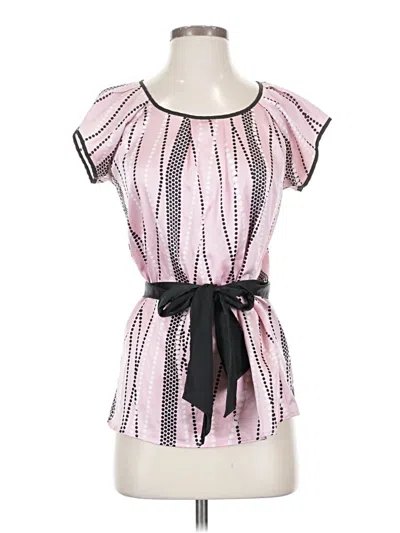 Pre-owned New York And Company Short Sleeve Blouse In Pink