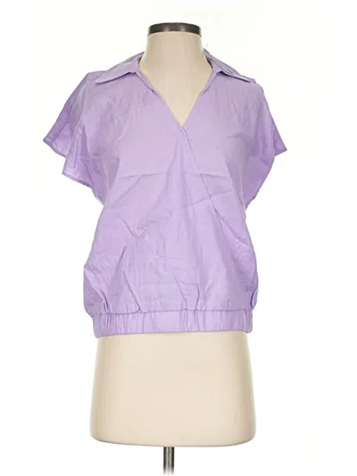 New York And Company Short Sleeve Blouse In Purple