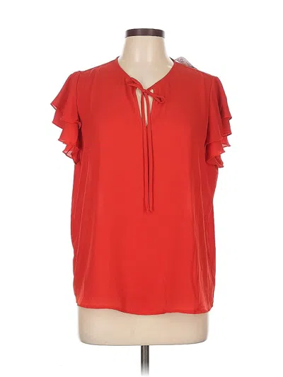 Pre-owned New York And Company Short Sleeve Blouse In Red