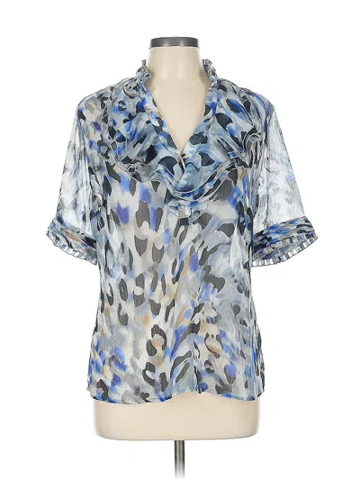 Pre-owned New York And Company Short Sleeve Blouse In Silver