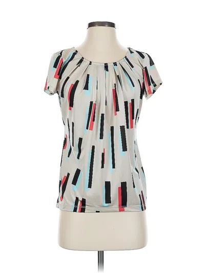 Pre-owned New York And Company Short Sleeve Blouse In White