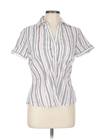 Pre-owned New York And Company Short Sleeve Blouse In White