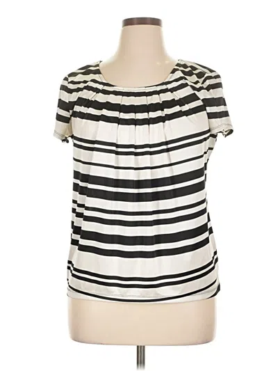 Pre-owned New York And Company Short Sleeve Blouse In White