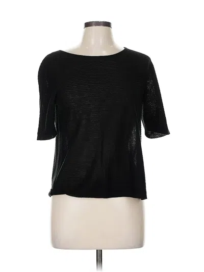 Pre-owned New York And Company Short Sleeve Top Black Boatneck Tops