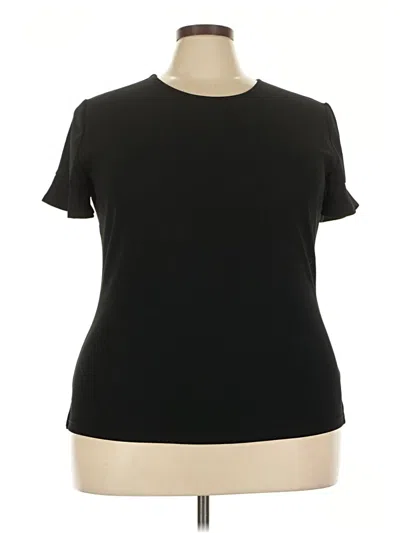 New York And Company Short Sleeve Top Black Crew Neck Tops