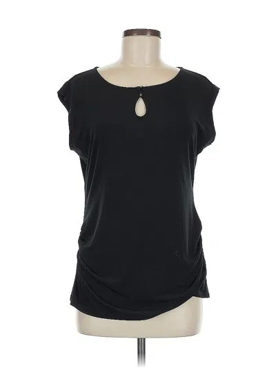 Pre-owned New York And Company Short Sleeve Top Black Keyhole Neckline Tops