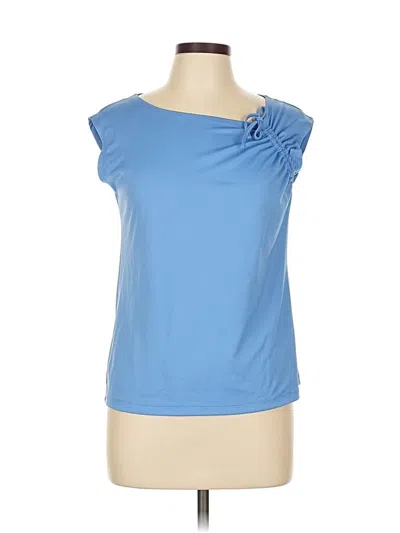 Pre-owned New York And Company Short Sleeve Top Blue One Shoulder Neckline Tops